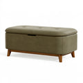 Banc coffre de rangement 100 x 45 x 45 cm tissu vert kaki style contemporain