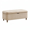 Banc coffre 100 x 40 x 45 cm en tissu beige avec rangement style classique