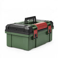 Boîte à outils 50 cm en plastique vert rouge avec poignée et fermoirs