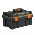 Boîte à outils 50 x 30 x 28 cm en plastique vert noir avec fermetures orange portable