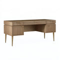 Bureau 140 x 60 x 76 cm en bois brun avec rangement style contemporain