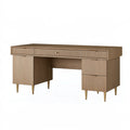 Bureau 140 x 60 cm aspect bois marron avec rangements style contemporain