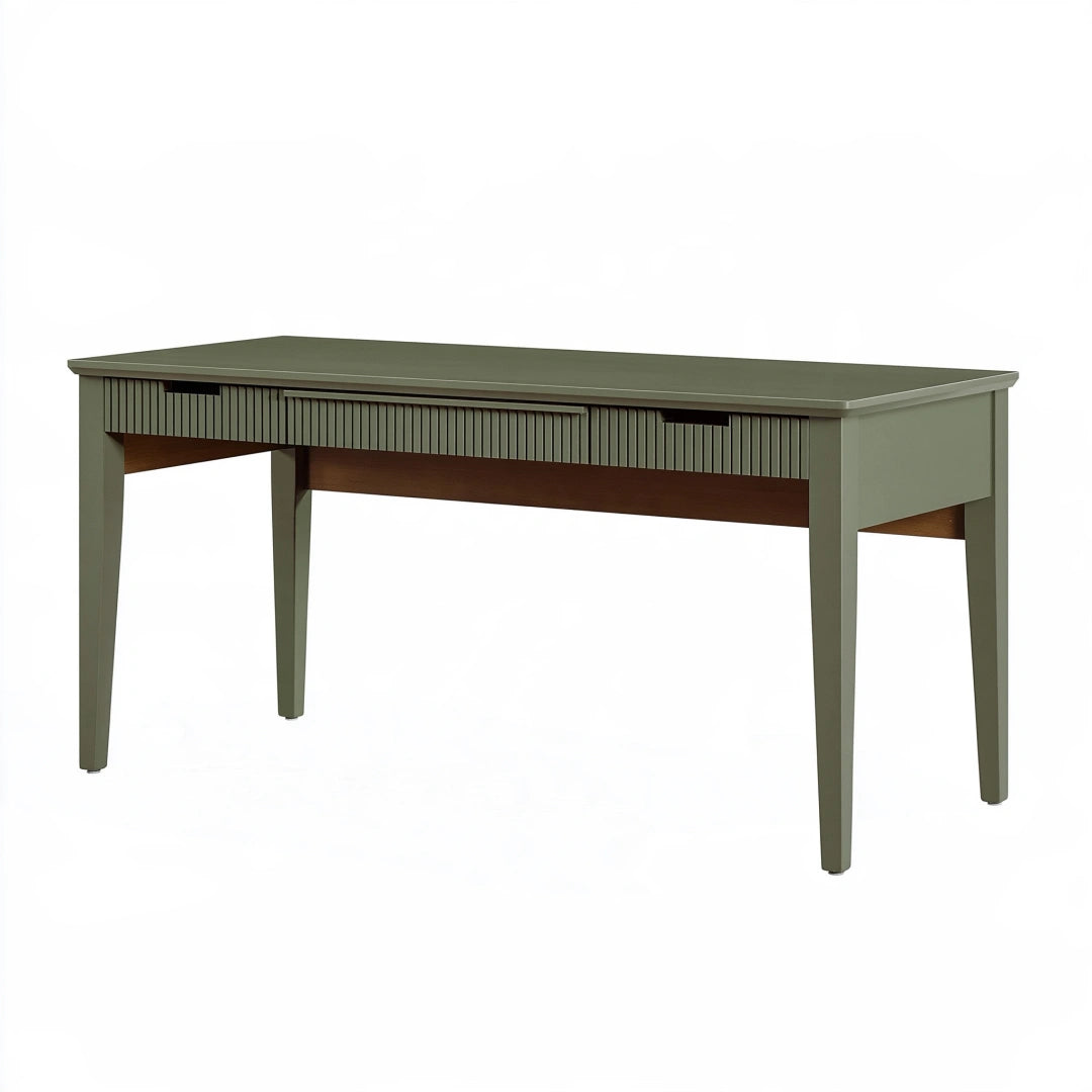 Bureau 140 x 60 x 75 cm vert en bois d'ingénierie avec 2 tiroirs style contemporain