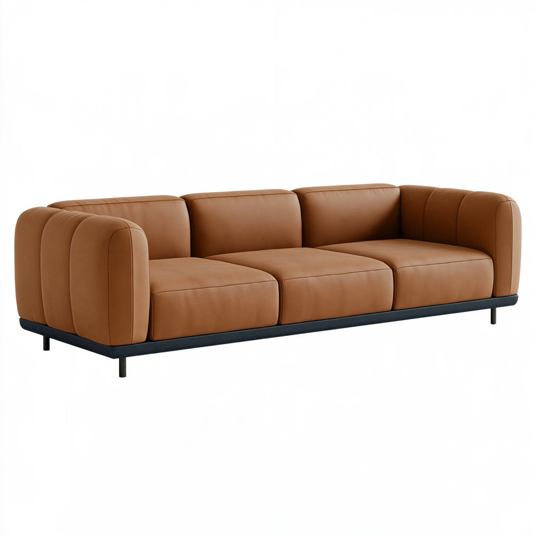 Canapé 3 places 230 x 95 x 75 cm en similicuir brun style contemporain