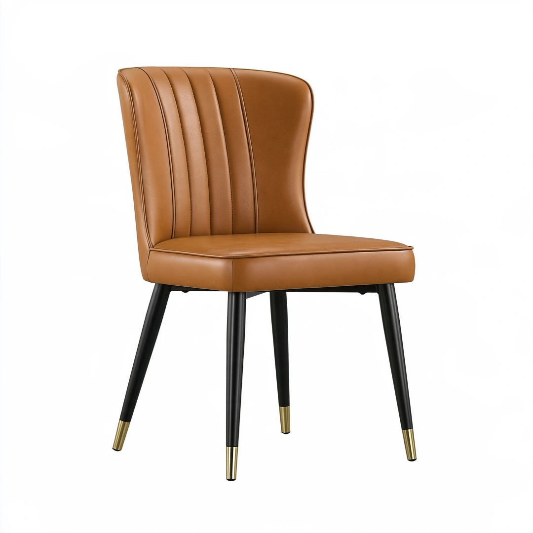 Chaise de salle à manger 48 x 58 x 88 cm revêtement synthétique cognac style contemporain