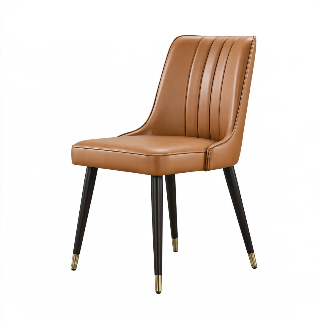 Chaise de salle à manger 52 x 61 x 88 cm en revêtement synthétique camel style contemporain