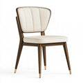 Chaise de salle à manger 53 x 58 x 83 cm bois brun et tissu beige rembourrée style contemporain