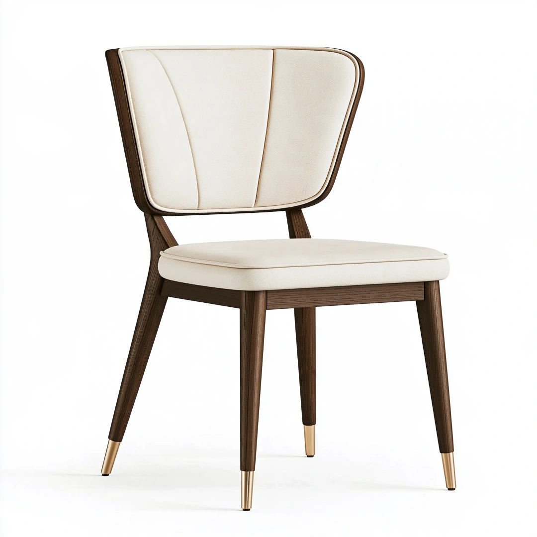 Chaise de salle à manger 50 x 58 x 82 cm en bois et tissu beige noyer style contemporain
