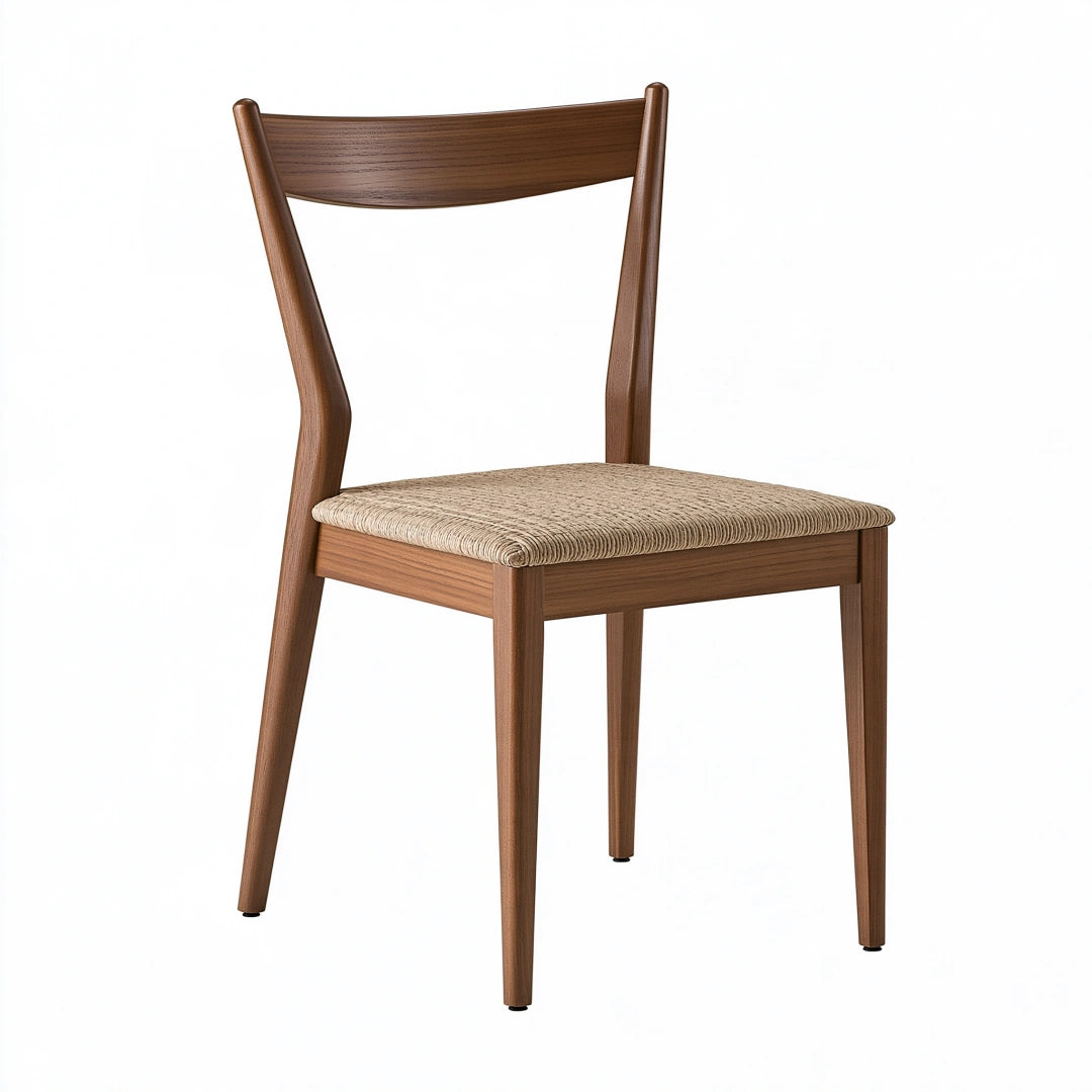 Chaise de salle à manger 48 x 52 x 82 cm bois brun assise tressée style scandinave