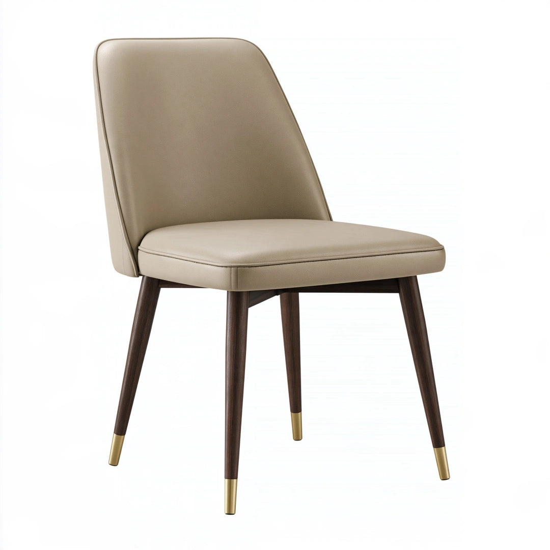 Chaise de salle à manger 51 x 57 x 82 cm en revêtement synthétique beige avec pieds en bois style contemporain