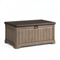 Coffre de rangement 120 x 60 x 65 cm en résine taupe pour jardin style classique